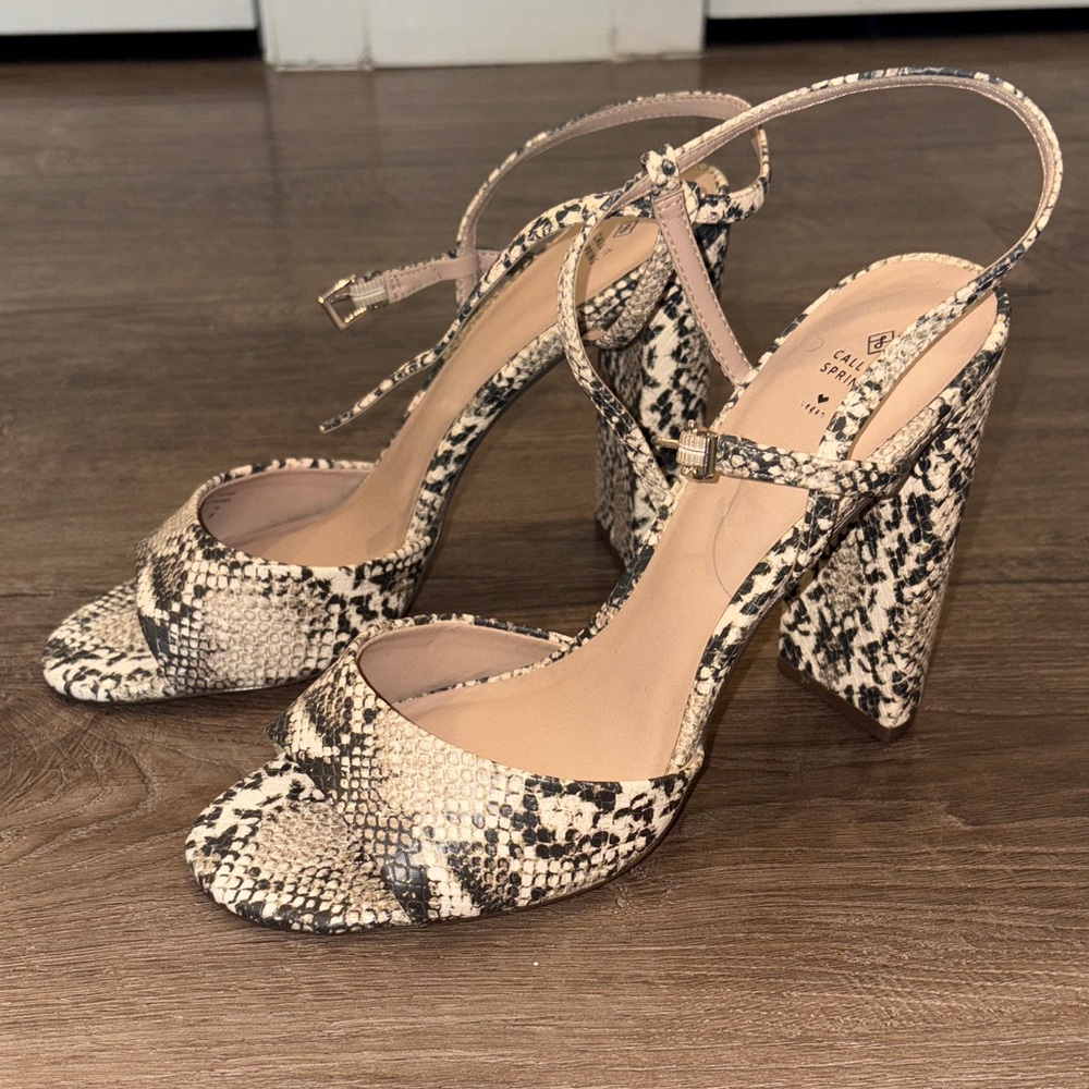 Call It Spring Snakeskin Print Heels - Picture 1 of 8